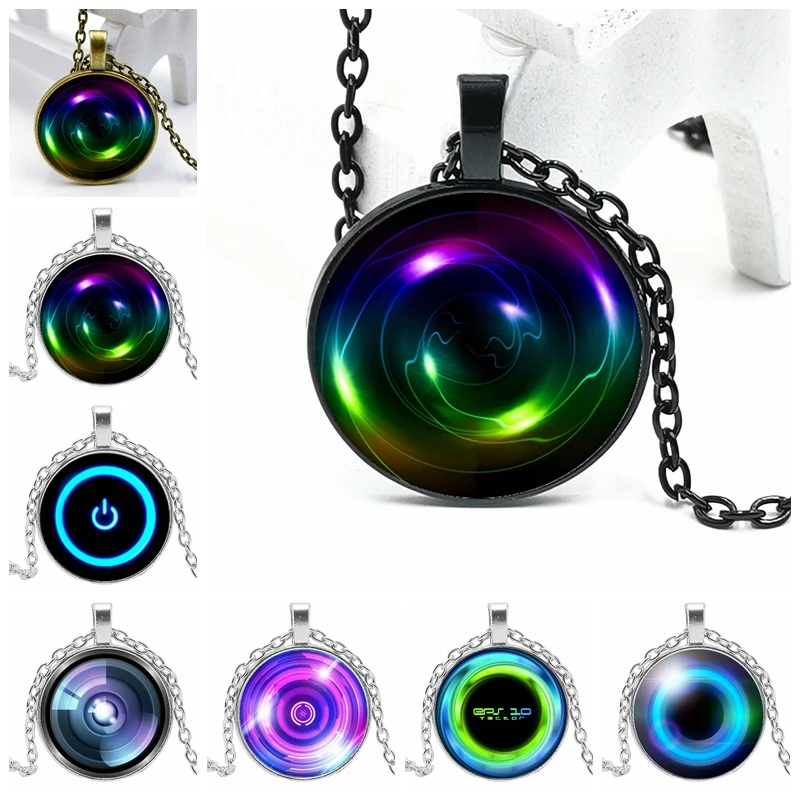 

2020 New Digital Lens 3 Color Necklace Glass Convex Personality Switch Display Pendant Necklace Gift Wholesale