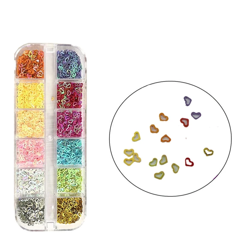 

N58F Длинные Полоски пайетки для ногтей в коробке тонкие пятиконечные звезды бабочка полые персиковые однотонные блестки письмо полимерные ...