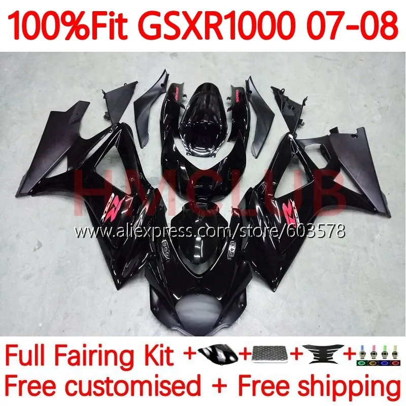 

Инъекция для SUZUKI GSXR 1000CC 1000 CC GSX R1000 K7 GSX-R1000 GSXR1000 2007 2008 GSXR-1000 глянцевый черный 07 08 обтекатель 101No.1