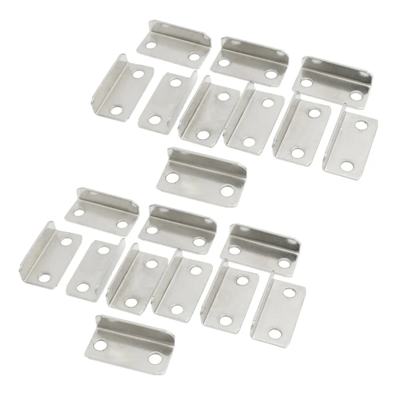 

20 Pcs Home Office Silver Tone Metal Right Angle Drawer Lock Strike Plate