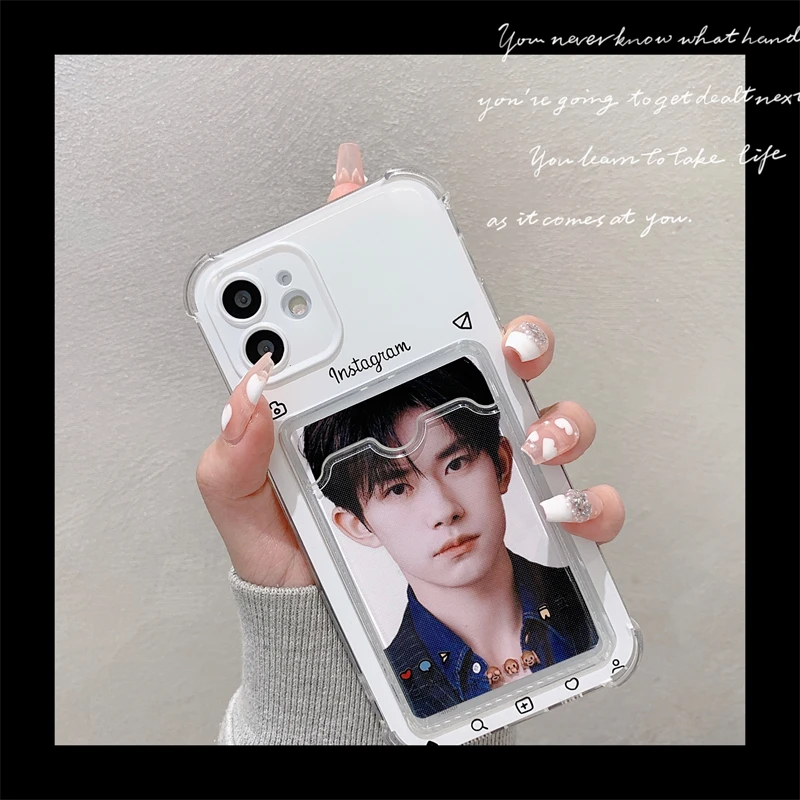 Чехол для телефона в Корейском стиле с отделением карт iPhone 11 12 13 Pro XS Max X XR SE 7 8 Plus