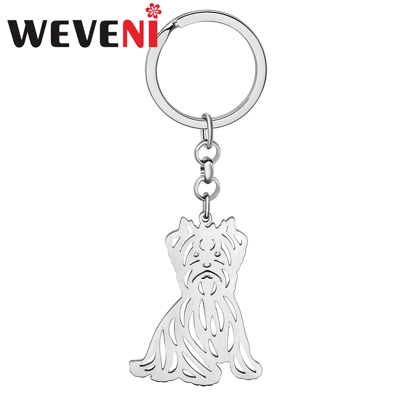 

WEVENI Stainless Steel Silver-plated West Highland White Terrier Dog Keychains Pet Car Key Bag Charms Jewelry For Women Girls