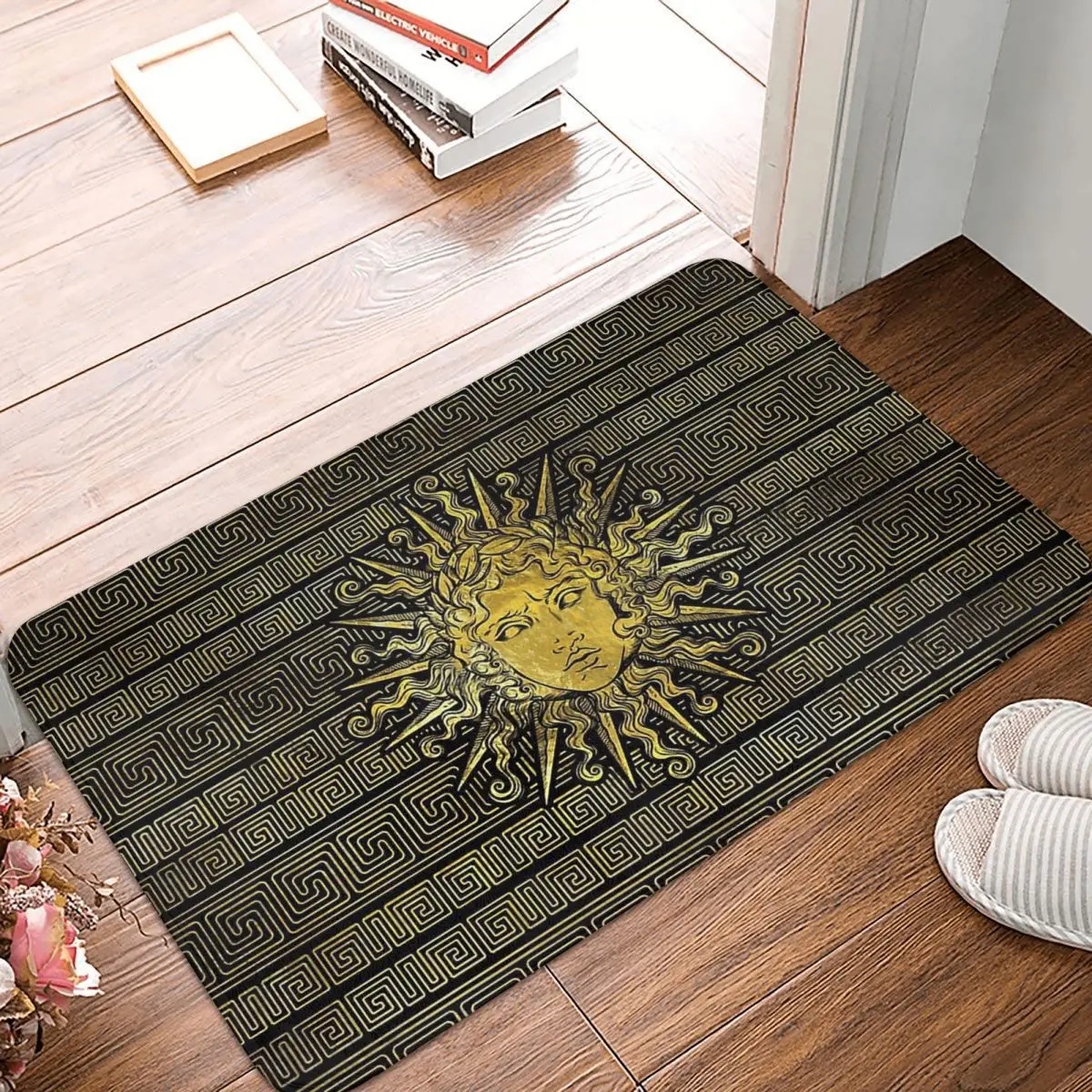 

Ancient Greek Mythology Bedroom Mat Apollo Sun Symbol Doormat Flannel Carpet Entrance Door Rug Home Decor