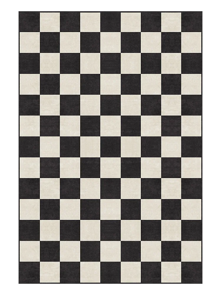 Черно-белый клетчатый ковер для гостиной, большой ковер, квадратный геометрический ковер для спальни, минималистичный ковер в шахматном порядке, коврики в кремовом стиле