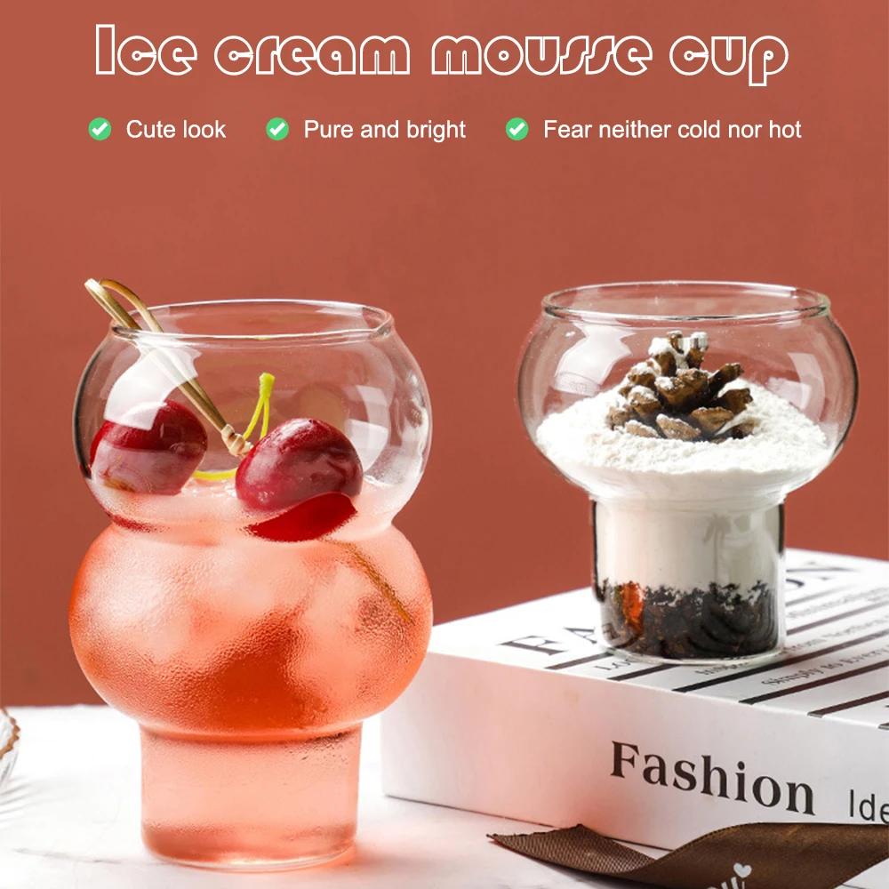 

300/520ML Coffee Mug Household Transparent Whiskey Wine Yogurt Dessert Cup Gourd Shape Cocktail Glass Home Bar Pub Drinkware