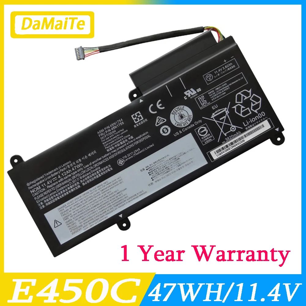 Новый аккумулятор E450 для ноутбука Lenovo ThinkPad E450C E455 E460 E460C E455 E465 E465C 45N1756 45N1757 45N1754 45N1755 47WH 4120 мАч