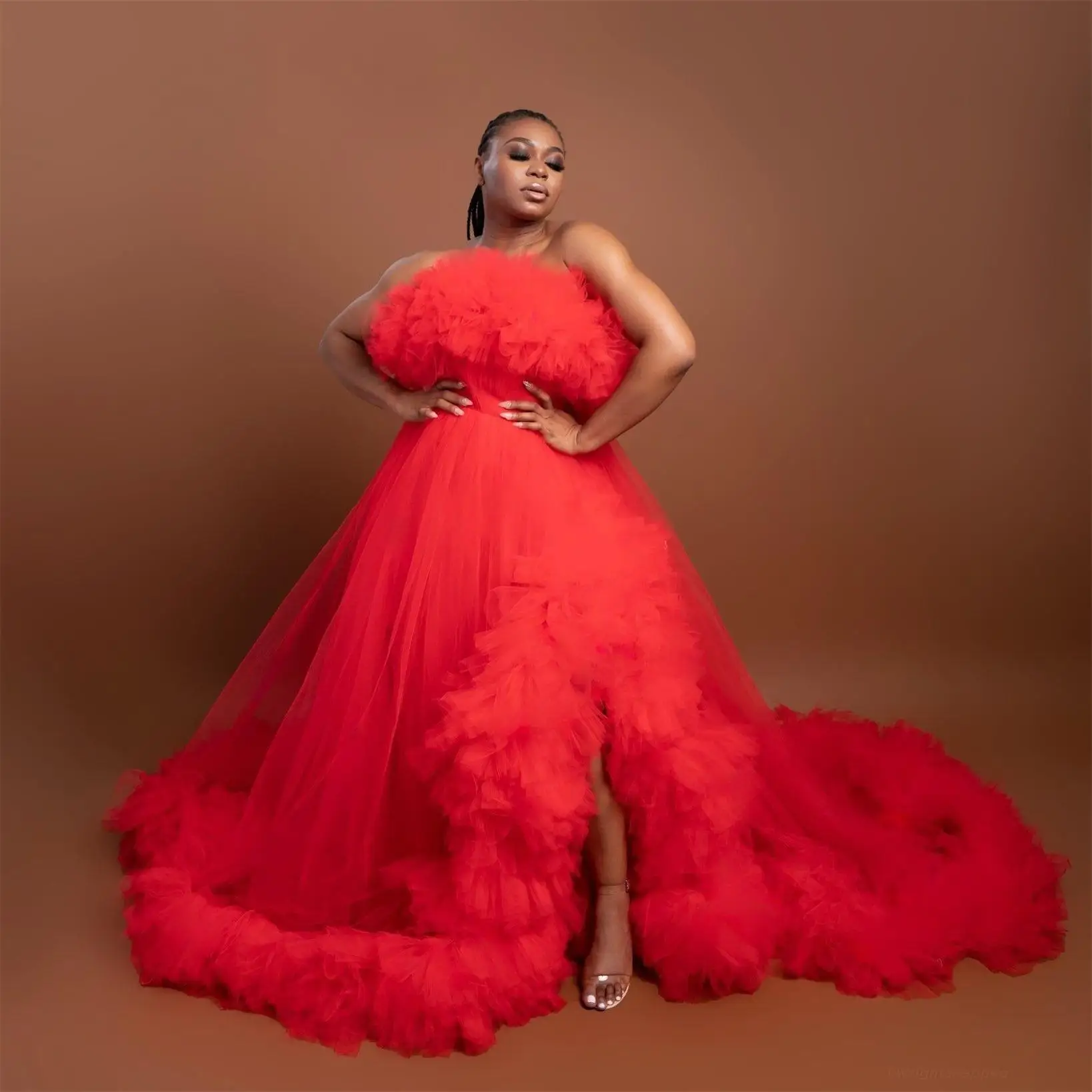 

Платье для выпускного вечера для женщин, с оборками, без бретелек