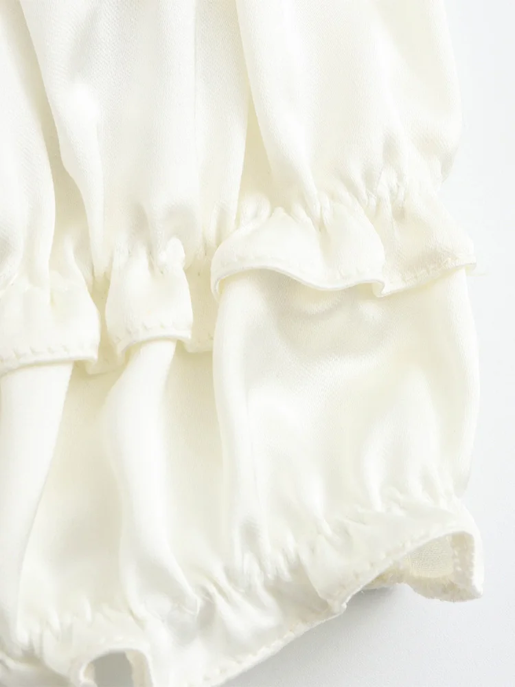 Новинка 2024 года модные женские атласные комплекты из двух предметов с оборками и