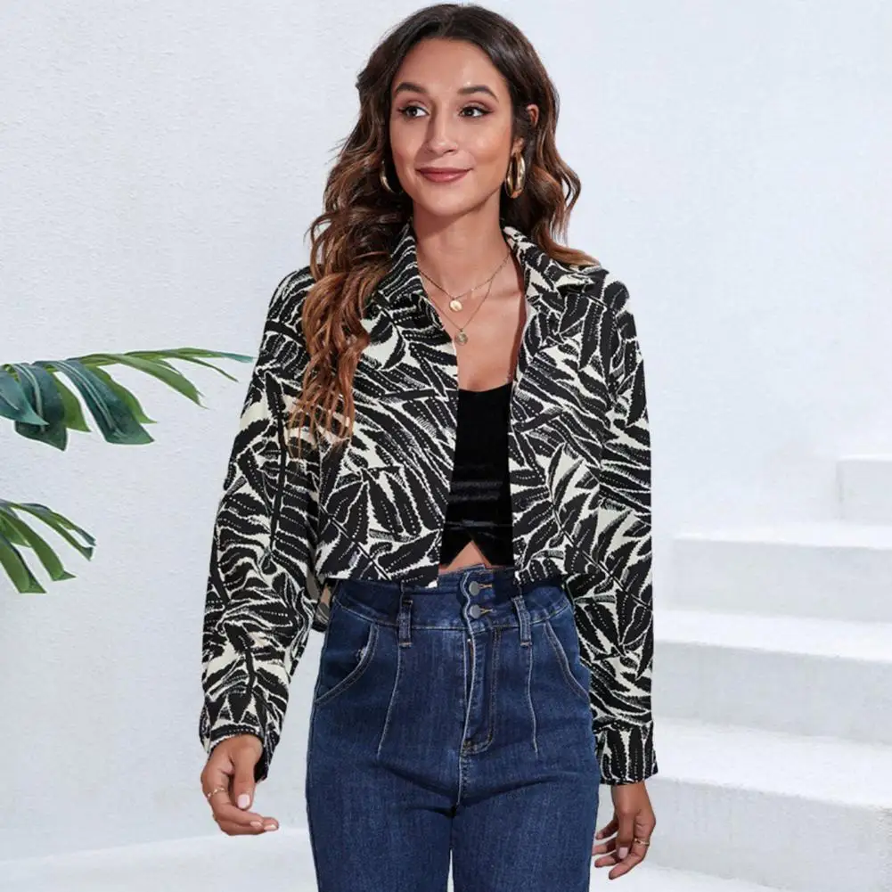 

Женская короткая куртка с карманами, Повседневная однобортная куртка с круглым вырезом и длинным рукавом, верхняя одежда, весна-осень 2023