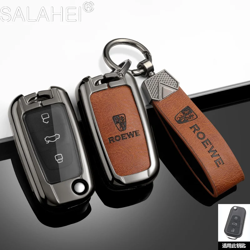 

Zinc Alloy Car Folding Remote Key Fob Case Full Cover Holder Shell Bag For Roewe 350 360 750 W5 Protector Keychain Accessories
