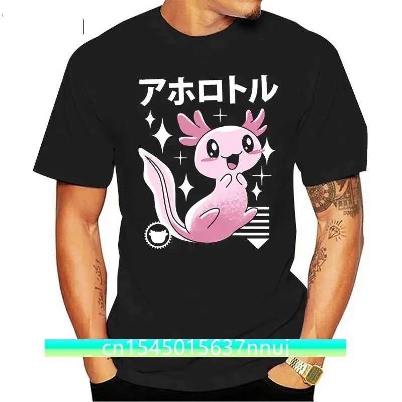 

Men's Kawaii Axolotl t shirt Customize cotton Crew Neck Pattern Interesting Humor Spring Autumn Natural shirt