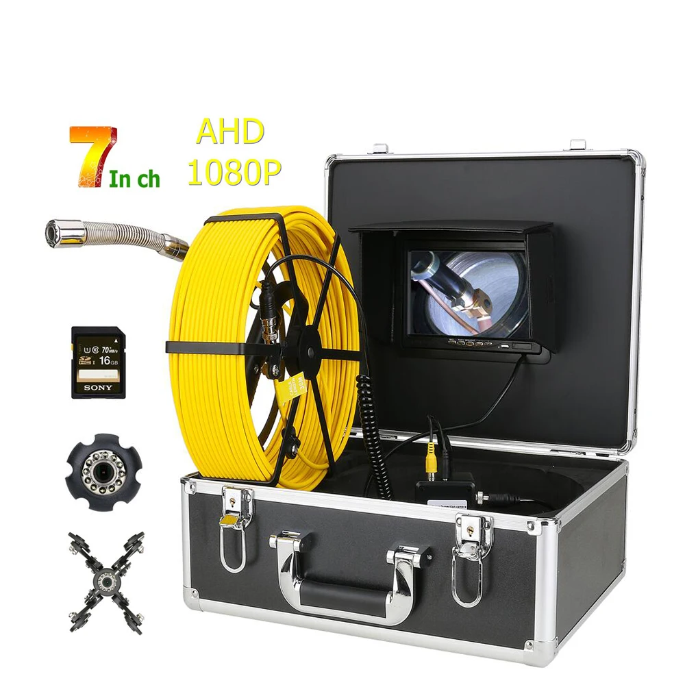 

Видеокамера для исследования канализационных труб, 7 дюймов, AHD 1080P, DVR, 20-50 м, IP68, 16 ГБ