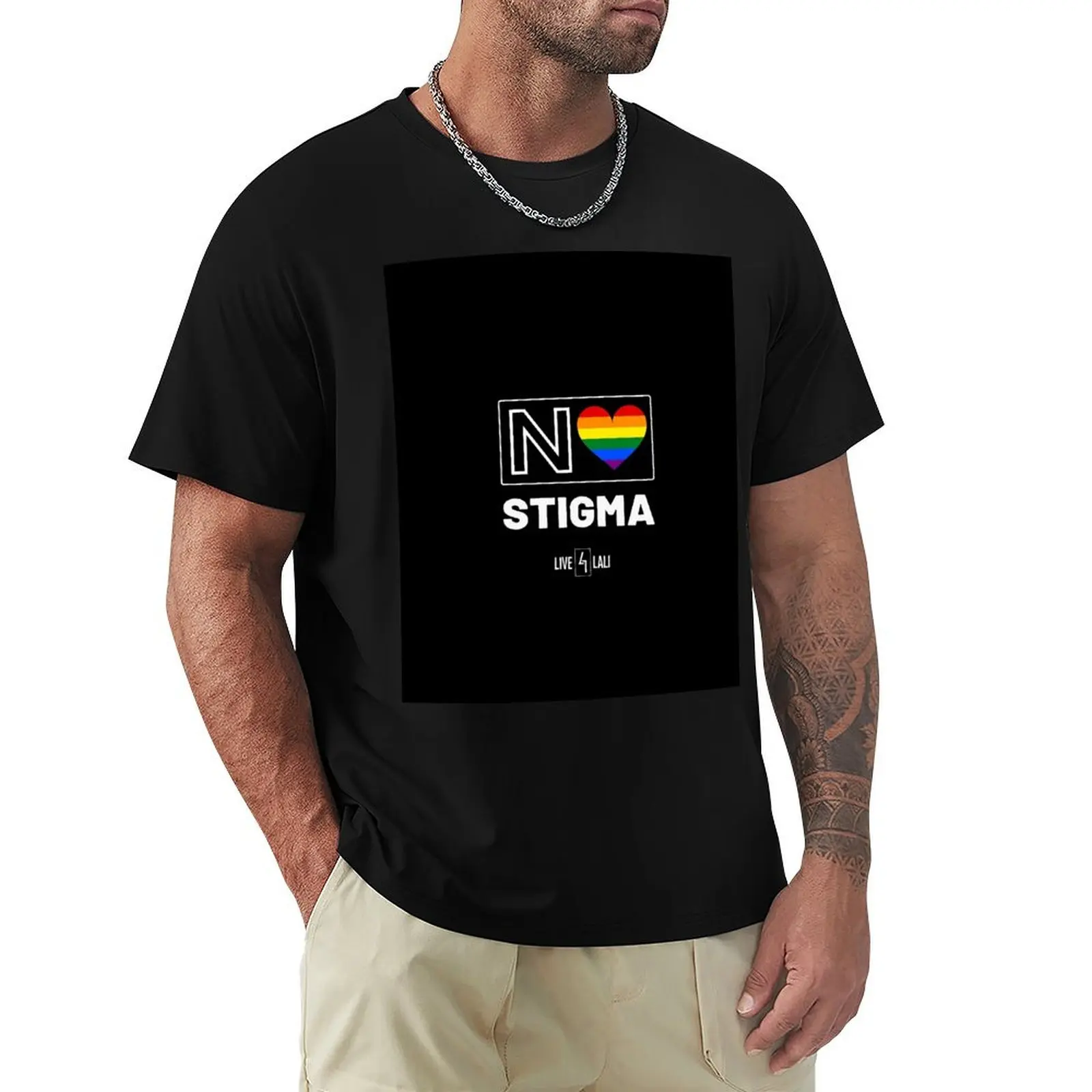 Фото Футболка Rainbow Heart No Stigma, мягкая на ощупь, из базового хлопка. №1