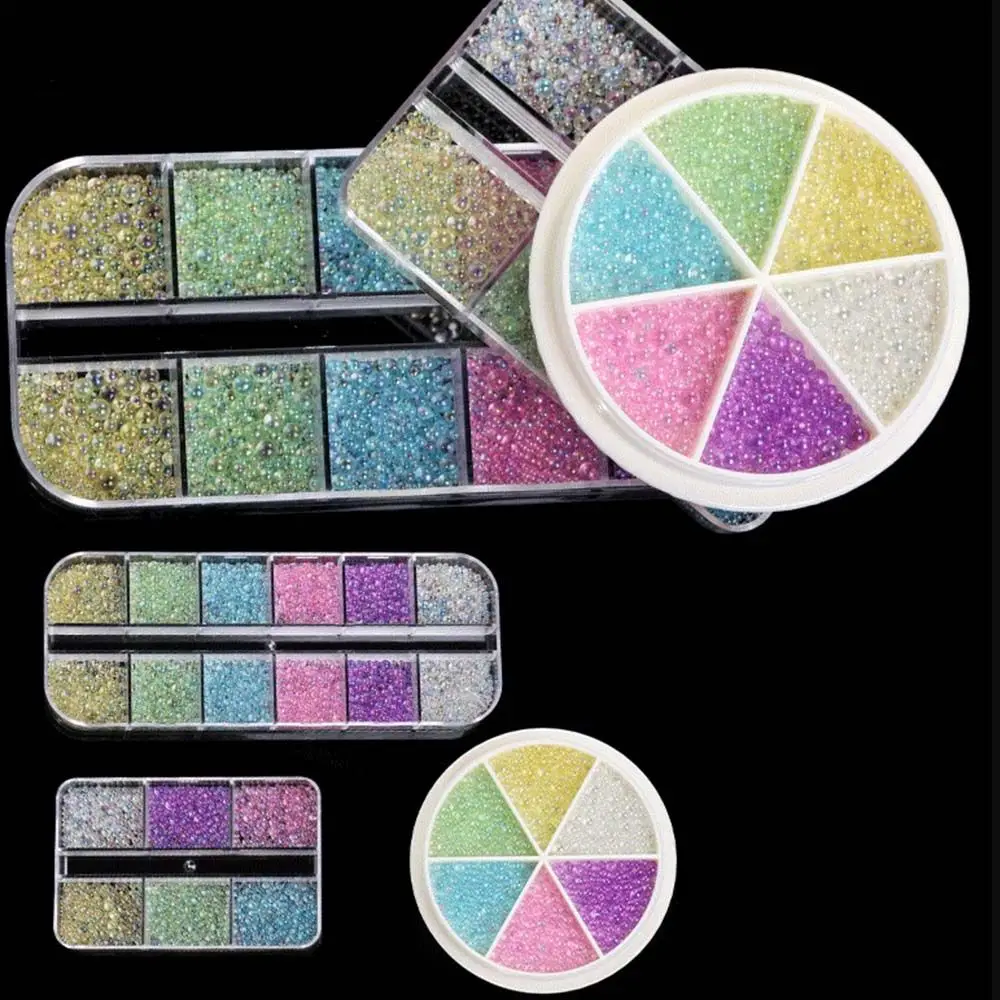 

_ Декоративные непористые Круглые бусины для ногтей, Кристальные украшения для ногтей, набор украшений для ногтей, Пузырьковые бусины для н...