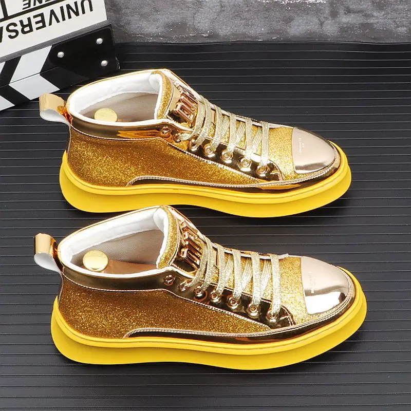 

WEH high top sneakers men Gold Breathabl Man Casual Shoes 2022 new Trend Zapatillas Hombre luxury brand skateboard shoe