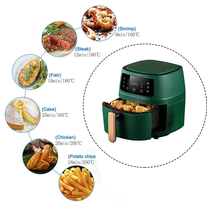 

Фритюрница с безмасляным цифровым сенсорным экраном, 1400 Вт, 6 л