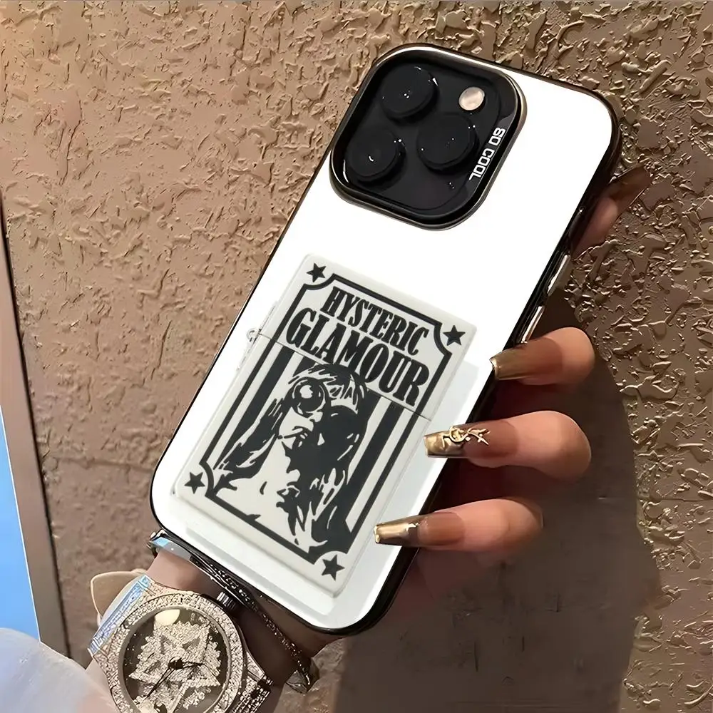 Фото Чехол для телефона Hysteric Glamour, серебристый корпус, для iPhone 18, 17, 16, 15, 14, 13, 12, 11 Pro Max Plus №4