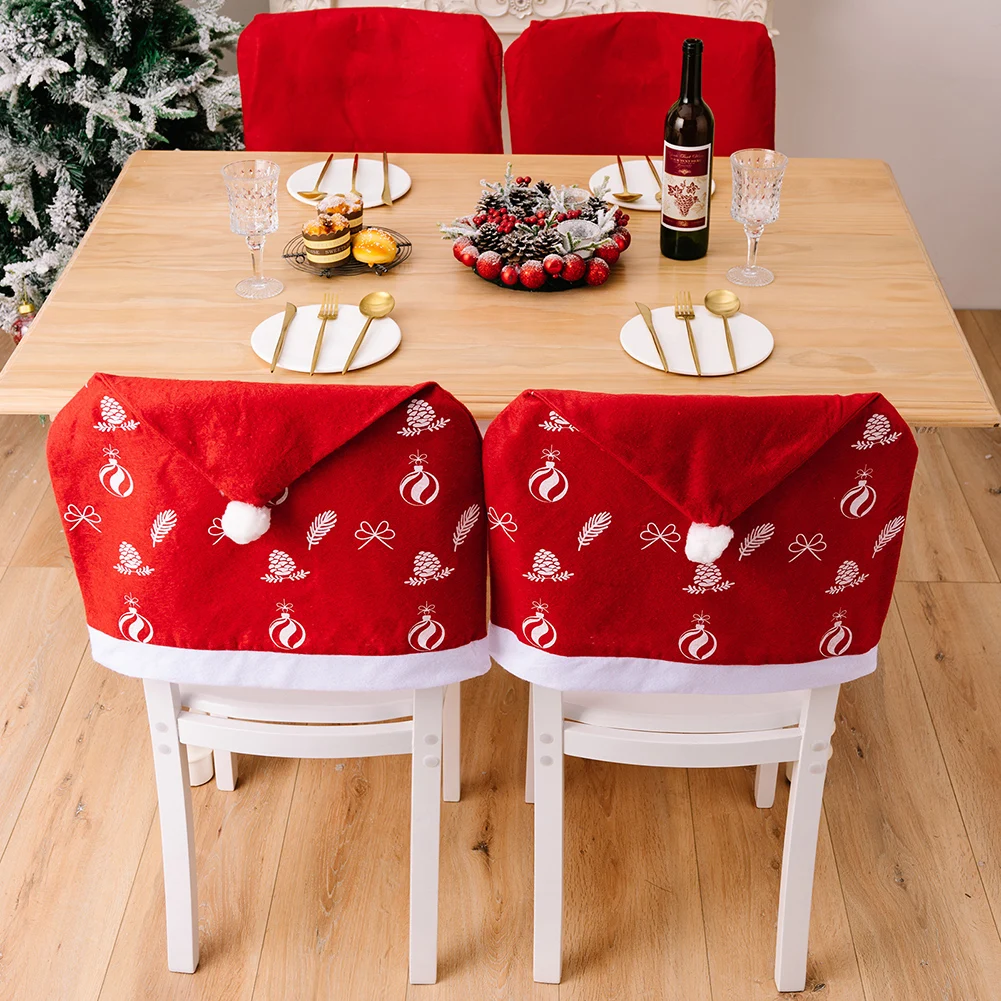 

Creative Christmas Dining Room Chair Cover Printing Non-woven Fabric Chair Backrest Cover New Year Gifts for Home Hotel Supplies