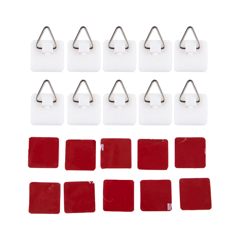 

10Pcs Invisible Adhesive Square Plate Hanger Triangle Iron Hook Pictures Wall Vertical Holder Art Decor