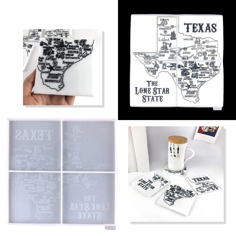

Epoxy Resin Storage Plate Mold Texas Map Silicone Concrete Mould Teas Coaster