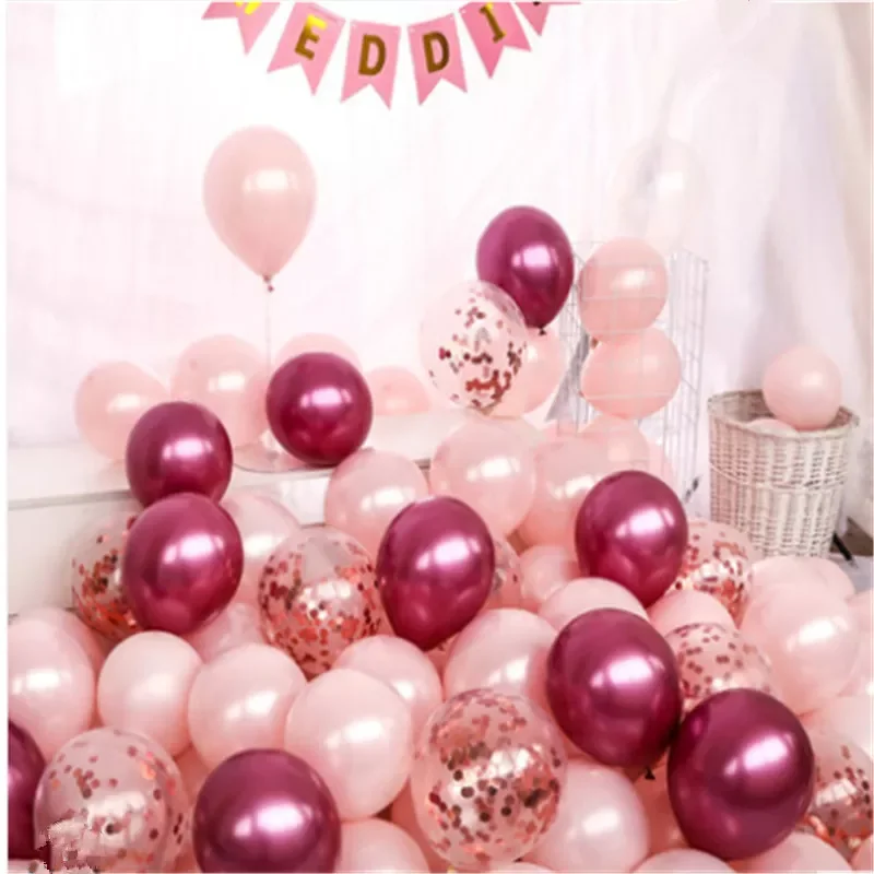 

10inch transparent rose gold confetti balloons pearl pink balloons wedding birthday party decor chrome metallic globos