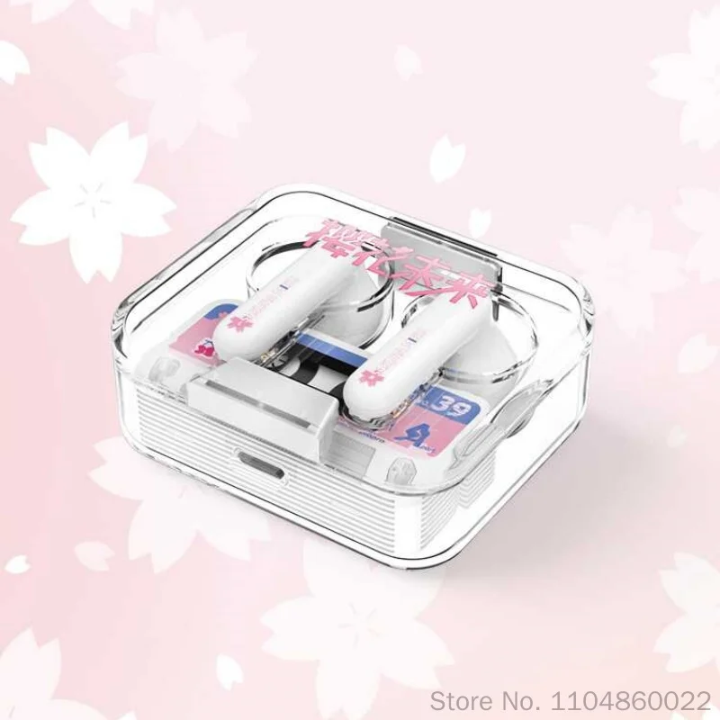 Фото Официальные беспроводные Bluetooth-наушники Hatsune Miku Sakura Future Happy Travel Series с водонепроницаемостью и шумоподавлением для путешествий на открытом воздухе №5