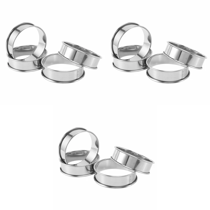 

12X Double Rolled Tart Rings, English Muffin Rings Professional Crumpet Rings