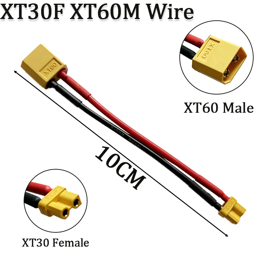 Фото Адаптер-переходник XT60 на XT30, штекер/гнездо, 10 см, 16AWG, силиконовый кабель для радиоуправляемых FPV-квадрокоптеров, запчасти для дронов CineLog35 №3