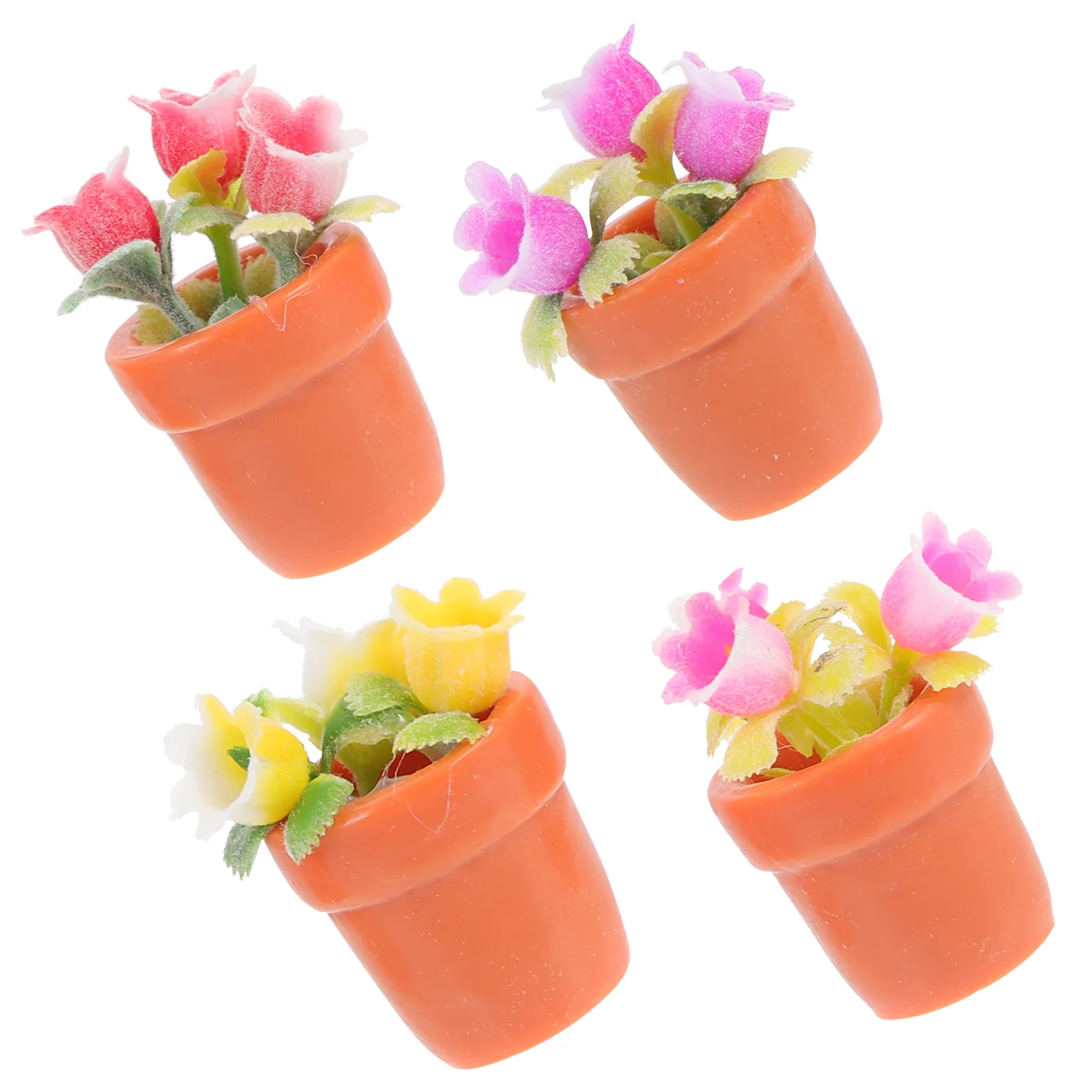 

4Pcs Mini Green Plant Bonsai Flower Pots Plastic Potted Mini House Mini Potted Plants