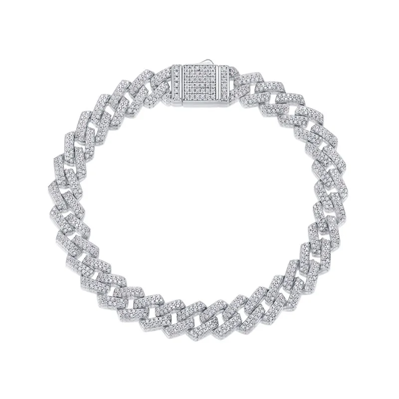 S925 Серебро 10 мм ледяной муассанит кубинский браслет-цепочка ювелирные изделия в