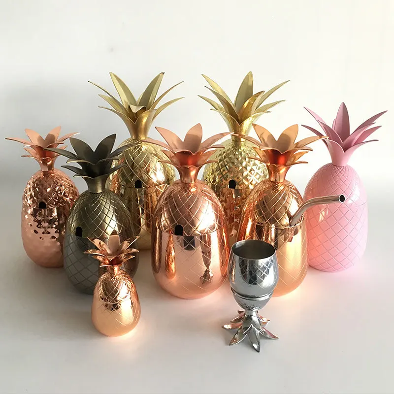 

400-600ml Pineapple Tumbler Mug Moscow Mule Mug Available in 3 color (Silver,Rose,Gold)- Cocktail Drinking Cups Mugs Bar Tool