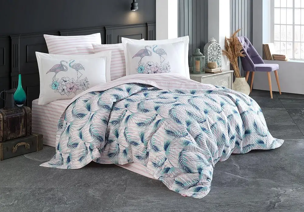 

Florina double quilted duvet cover set turquoise