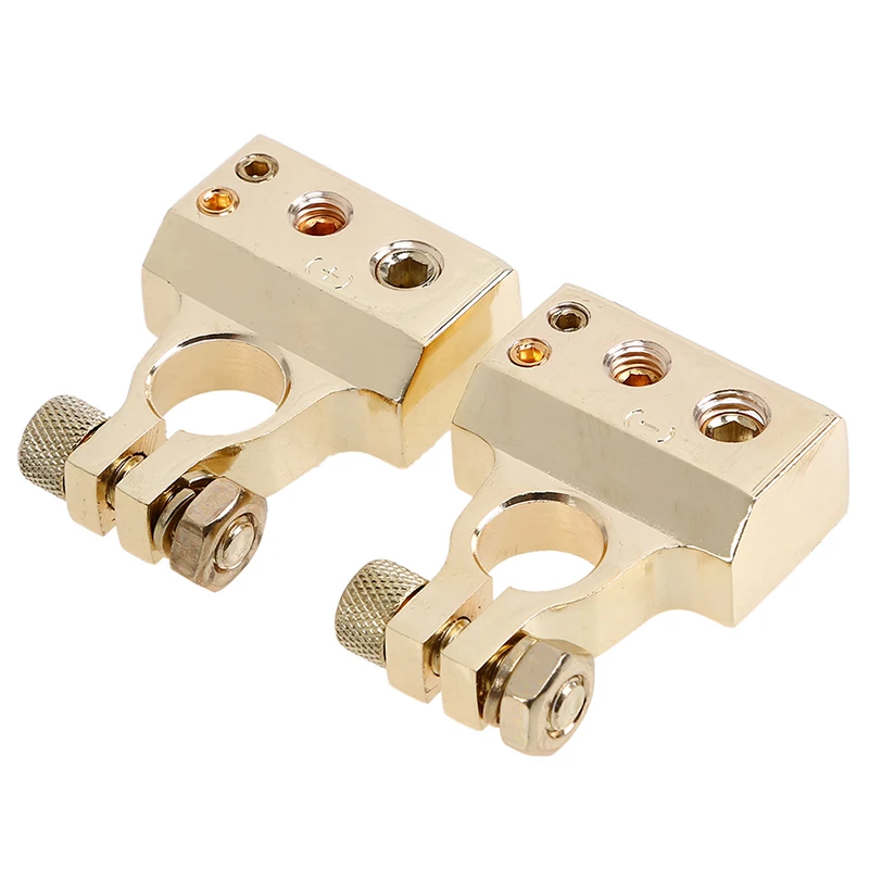 POSSBAY Gold Car Battery Terminal Clamps Connectors Positive Negative 0 4 8 Gauge AWG Electric Connector |