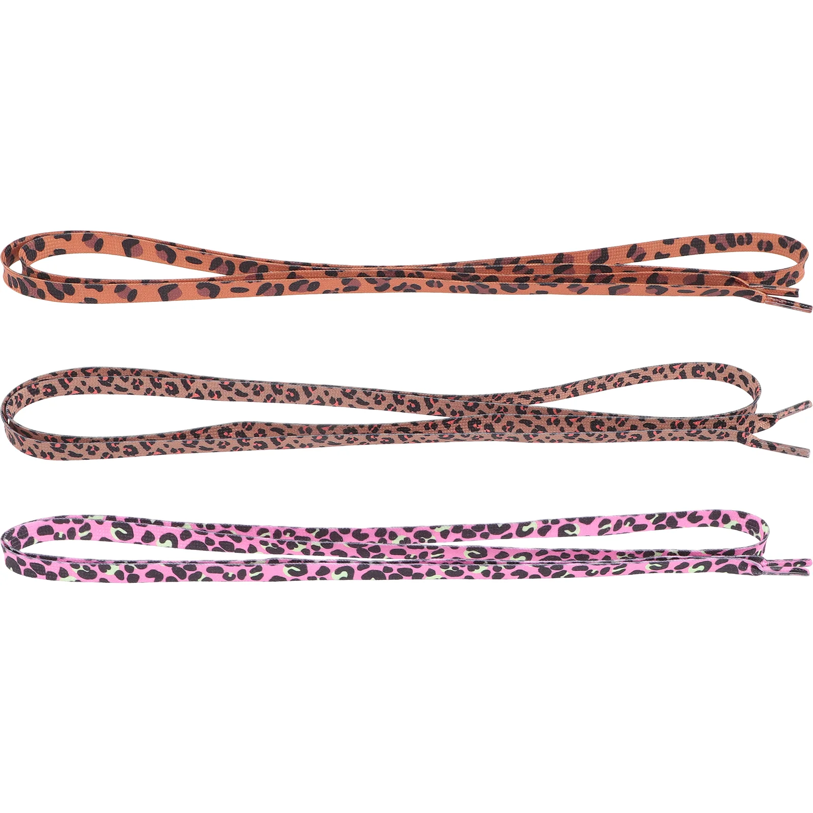 

3 Pairs Shoelace Vintage Hoodies Sneakers Shoelaces Leopard Animal Polyester Women Replacement
