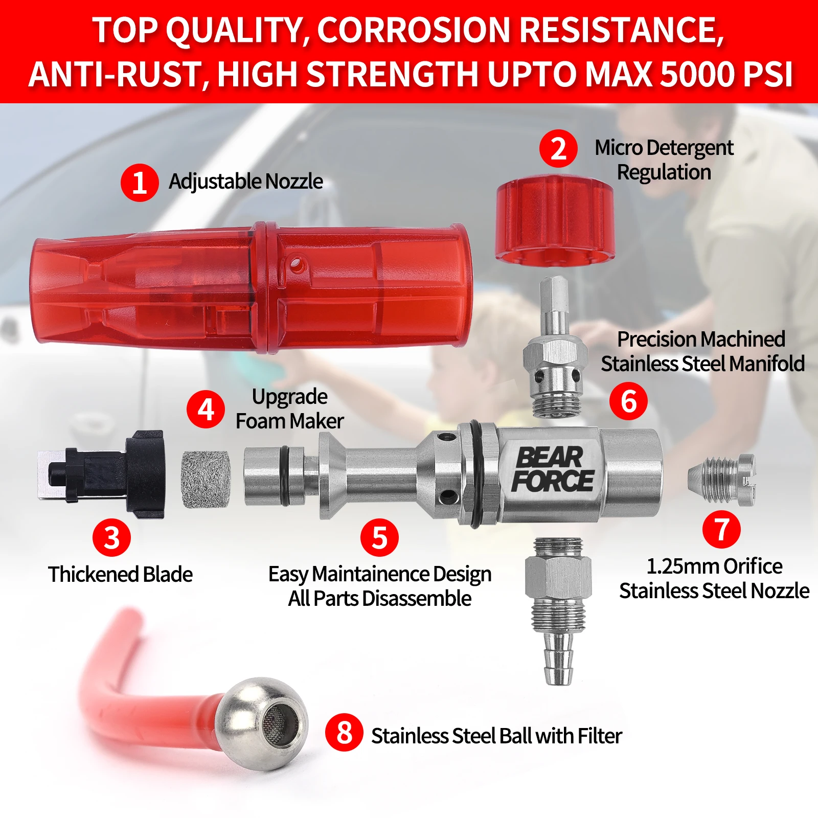 Пенная насадка для автомойки пенораспылитель из нержавеющей стали Karcher Bosche Bort Huter