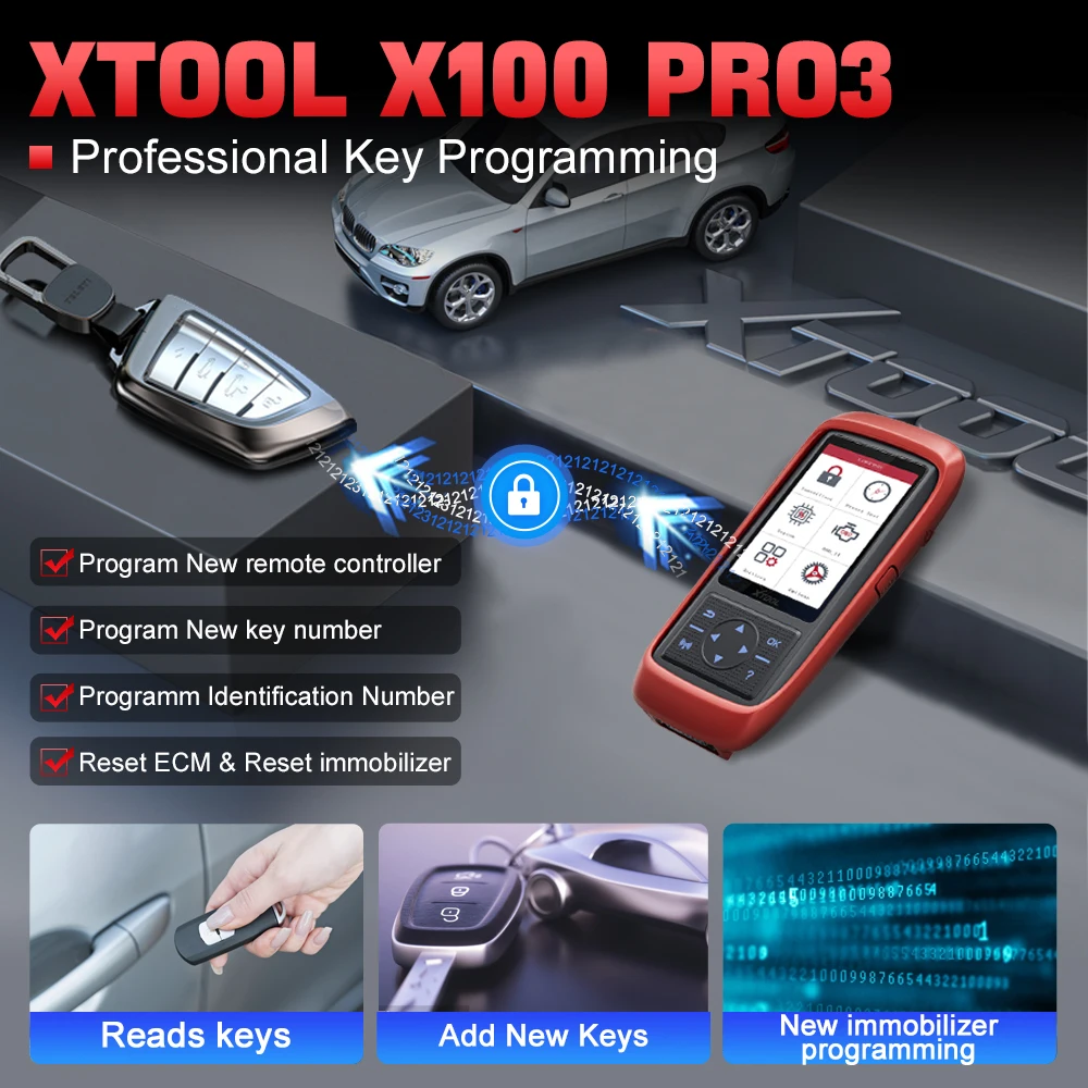 Фото Склад США: XTOOL X100 PRO3 – Новейший программатор ключей OBD2 для восстановления при полной утере, инструменты для слесарей, декодер ключей, сканер, тестер частоты 2026 года №2