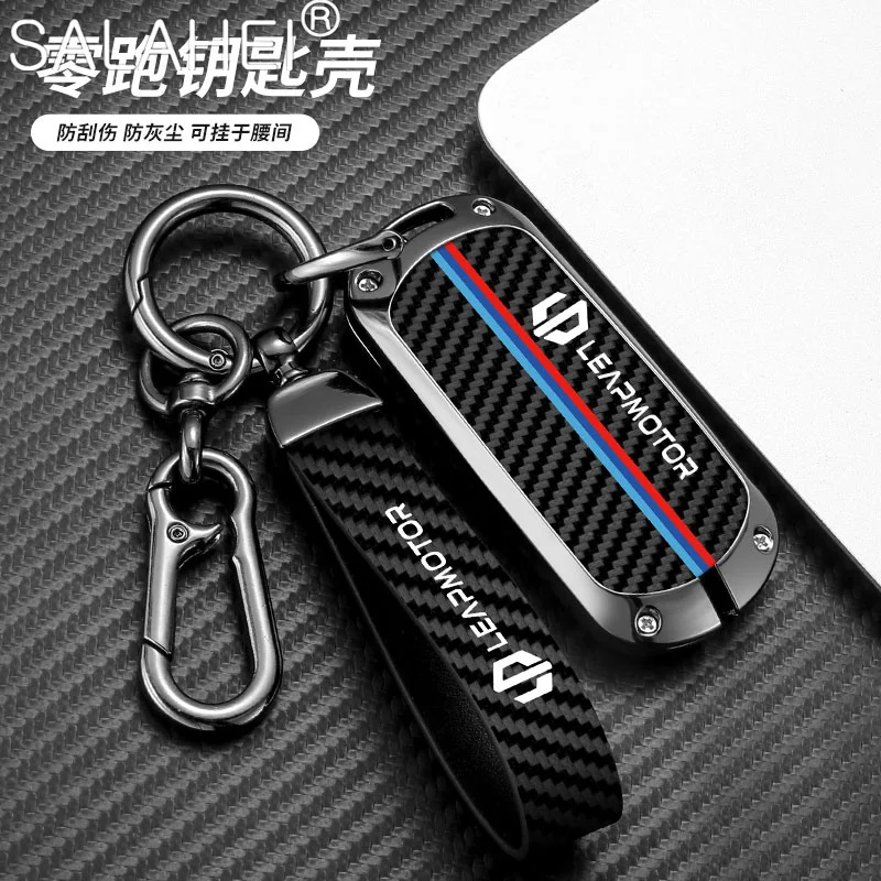 

Zinc Alloy Car Smart Remote Key Fob Case Full Cover Protector Shell Bag For Leapmotor C01 2022 Keyless Keychain Accessories