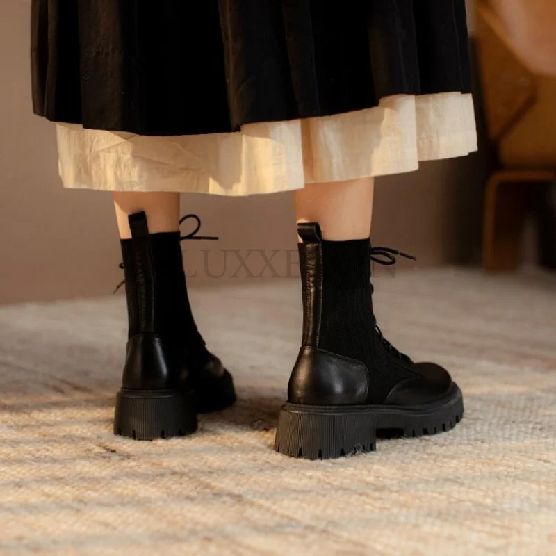 Autumn Design Heel Ankle Boot Fashion Square Toe Zipper Ladies Casual Chelsea Boots Shoes Soft Leather Short Boot