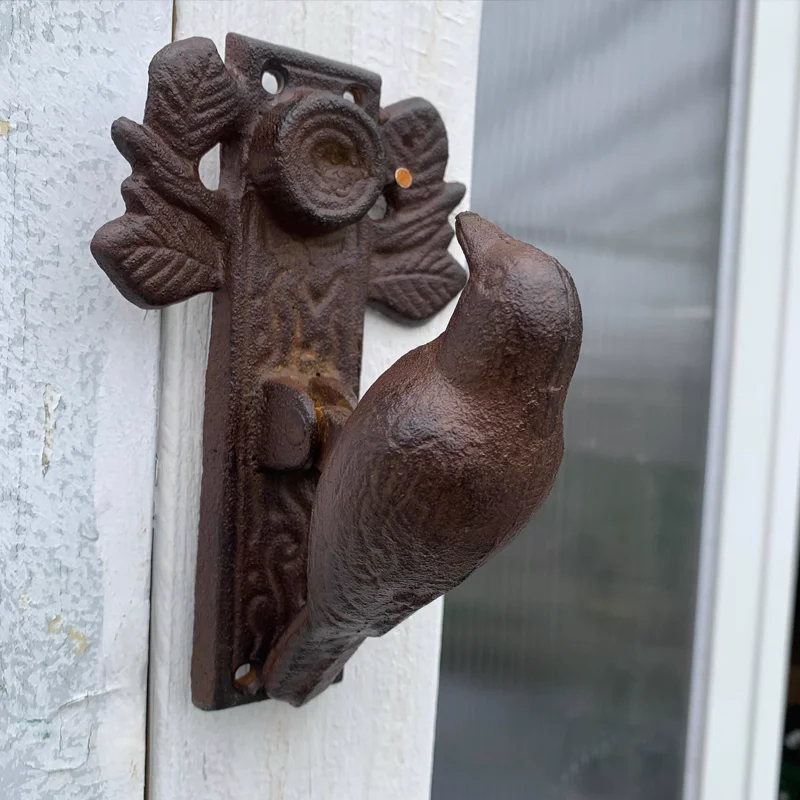 

Винтажная чугунная дверная ручка с дизайном птиц и листьев