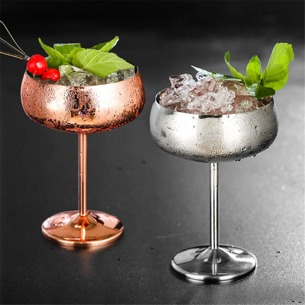 

2Pcs Wine Glasses Stainless Steel Metal Wineglass Bar Wine Glass Champagne Cocktail Drinking Cup Charms Party Supplies