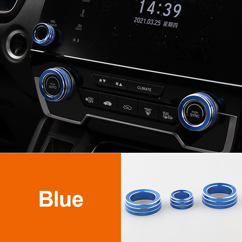 

Для Honda crv CR-V 2017 2018 2019 2020 2021 2022 3 шт. автомобильная ручка регулировки климатического кондиционера, кольцо, отделка кнопки, крышка, аксессуары для автомобиля