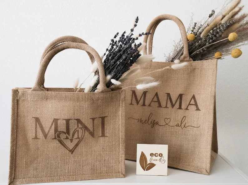 Personalised Beach Bag Mama and Child Matching Bag Bridesmaid bag Customize Tote Bag Wedding Mrs Bag Mom Bags Mother's Day Gift