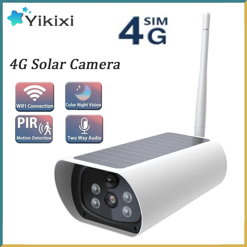 

1080P 4G WIFI Solar Surveillance Camera Two-way Talk IP67 PIR Infrared Alarm Multiple Language Built-in Mic Speaker Solor Panels