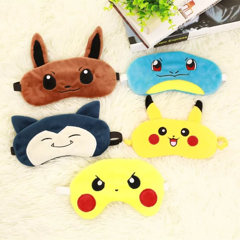 

Pokemon Anime 1pcs Pikachu Squirtle Eevee Snorlax Sleep Eye Mask Soft Portable Kawaii Children Birthday Christmas Halloween Gift