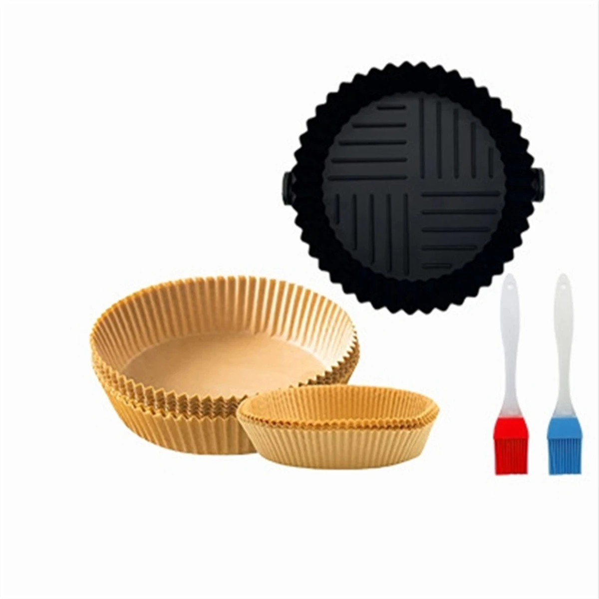 

52/102pcs Disposable Paper Air Fryer Silicone Pot Basket Baking Set Accessories