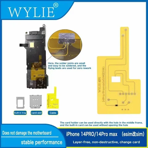 WYLIE 14 Pro Max US Version Change Single Card Flex Cable Assembly eSIM To SIM No USB Series atino Damage