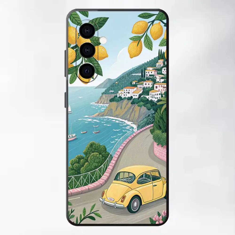 Фото Чехол для телефона Italian Sorrento Costiera Amalfitana, черный, силиконовый, мягкий, для Samsung A73, A72, A71, A70, A53, A52, A51 №4