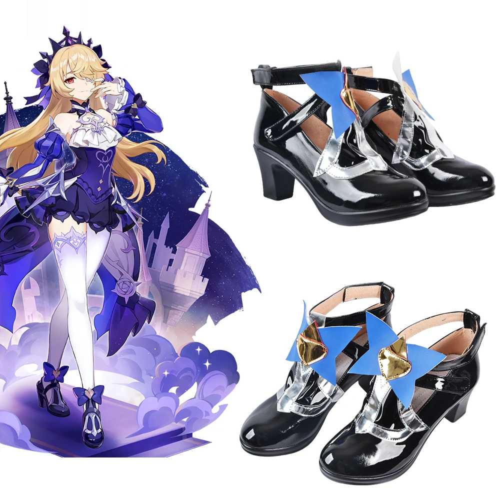 

Сандалии Genshin Impact Fischl для косплея аниме, модные повседневные босоножки на высоком каблуке, обувь для хэллоуивечерние