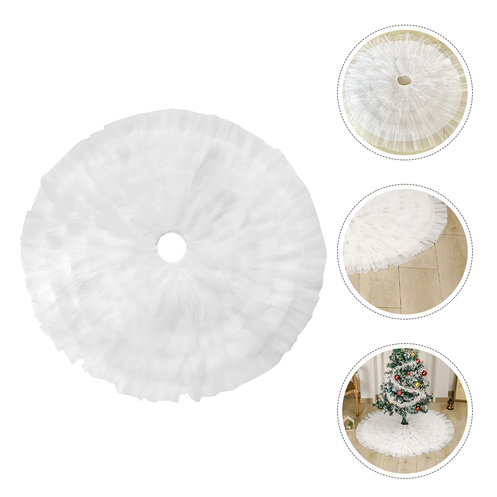 

Christmas Tree Skirt Decor Xmas Decorate Polyester Mesh Skirts White Decorations