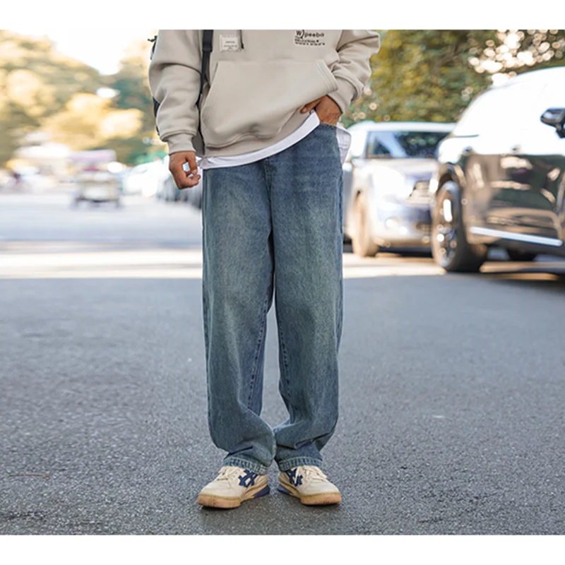 Men Clothing 2022 New Straight Loose Cylinder Jeans Vintage Comfortable Blue Temperament Harun Trousers Female Autumn and Winter